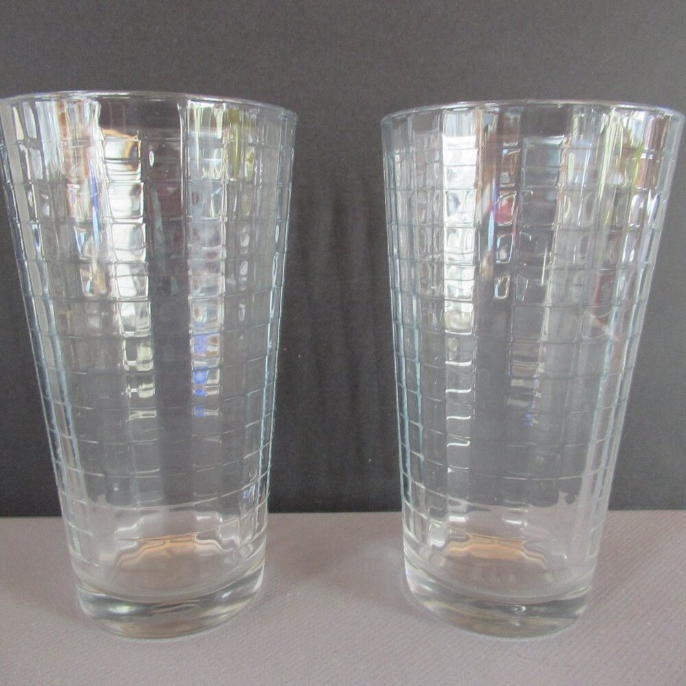 Pasabache block optic  set of 2 drinking glasses 6" clear